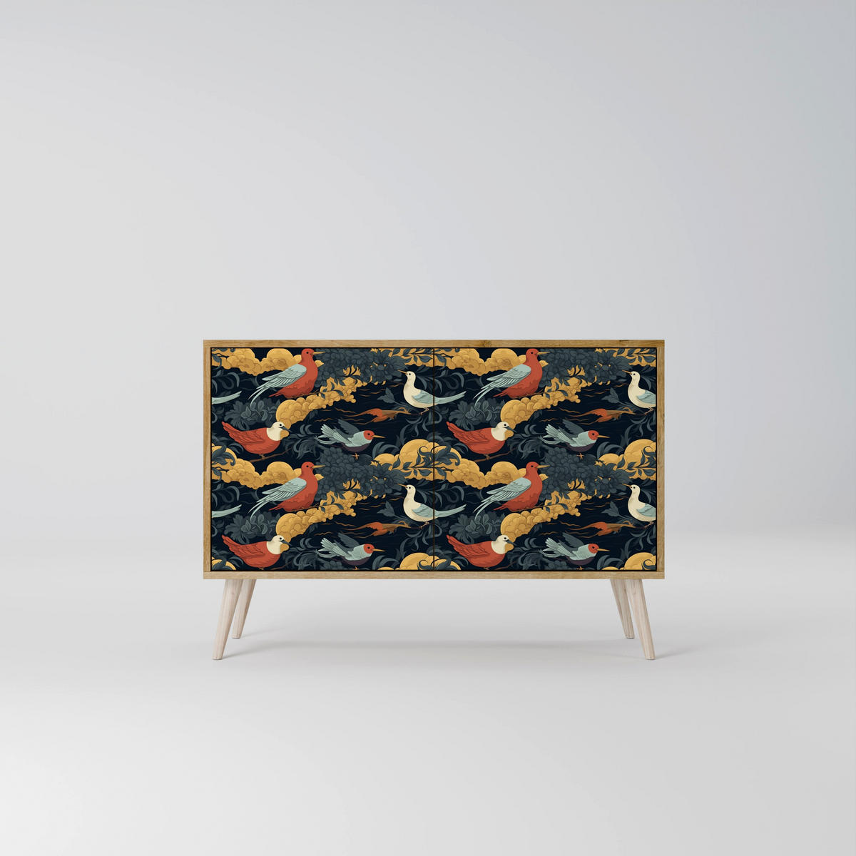 SIDEBOARD FOWLY DAZE, Eicheneffekt, 111x42x77,5 cm, 2 Türen - Eichefarben/Buchefarben, Holzwerkstoff/Buchenholz (111/77.5/42cm) - SpaceRebels