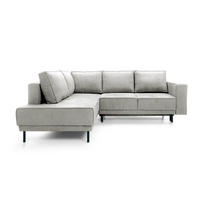 ECKSOFA Rodario Hellgrau Velours - Hellgrau/Schwarz, Textil/Metall (247/187cm) - Selsey