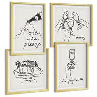 BILDER SET 4er Set - 50x50 cm & 40x60 cm Goldrahmen - Fröhliche Momente mit Champagner - Goldfarben, Kunststoff (50/50cm) - TULUP