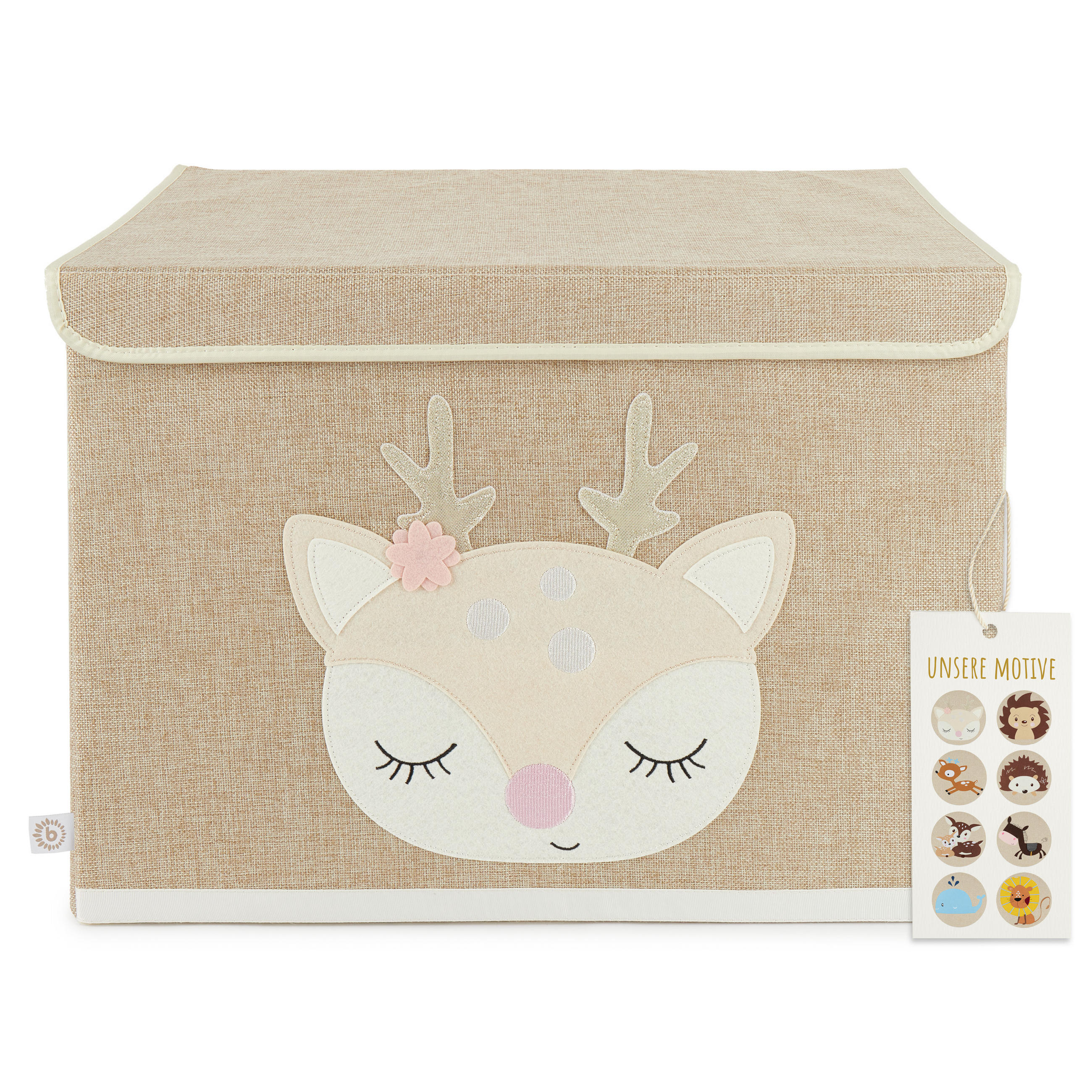 AUFBEWAHRUNGSBOX mit Deckel 65L, faltbar - Beige, Textil (51/36cm) - Bieco Spielwaren