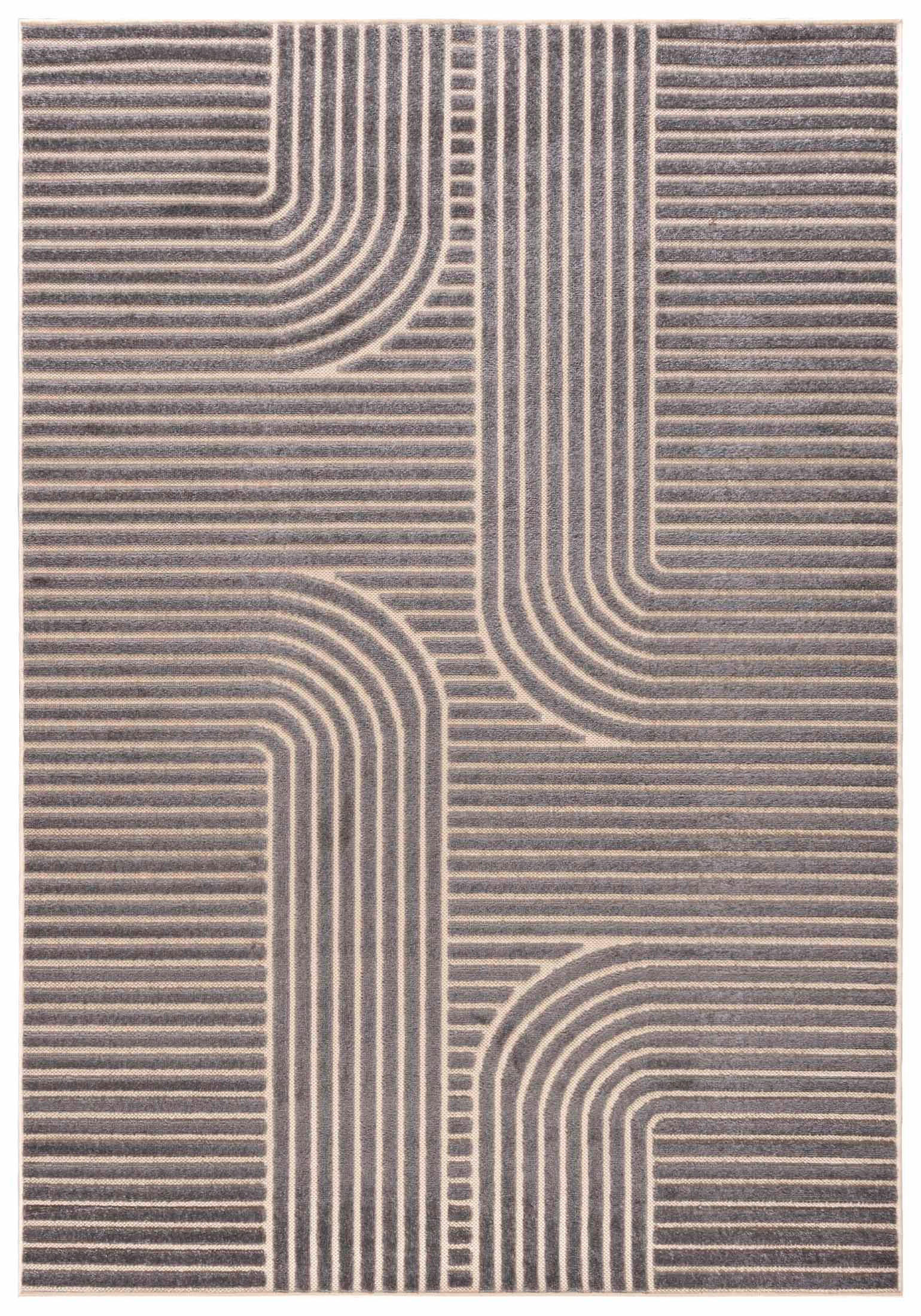 KOBEREC šedý geometrický - 140 x 200 cm - šedá/krémová, textil (140/200cm) - Mazovia