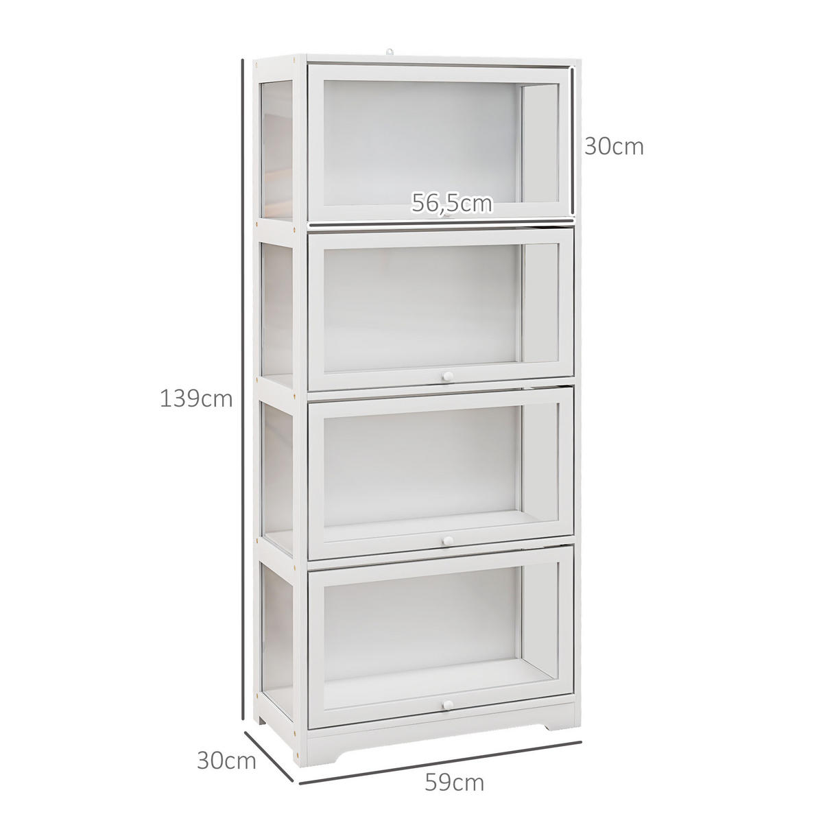 BÜCHERREGAL 59/30/139 cm Weiß - Weiß, Kunststoff (59/139/30cm)