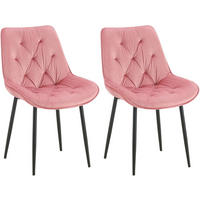 STUHL 2er Set Samt rosa - Schwarz/Rosa, Textil/Metall (52/84/59cm) - CLP