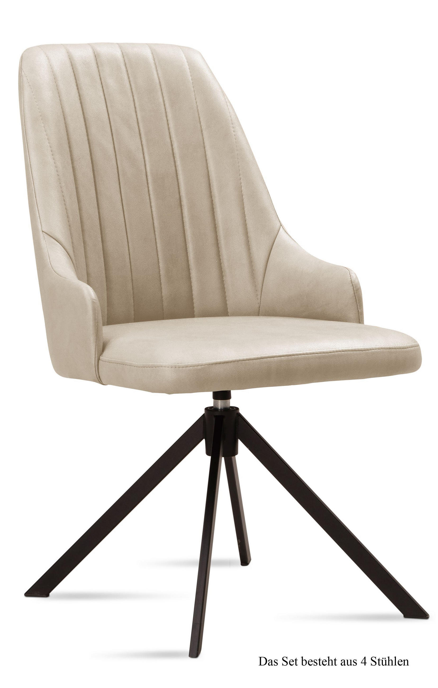 ESSZIMMERSTUHL drehbar (4er-Set) Denise 52x91x60 Schwarz/Natur - Schwarz/Naturfarben, Kunststoff (60/91/52cm) - 58aufmkessel
