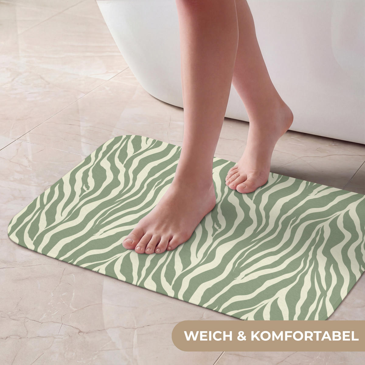 KOUPELNOVÁ PŘEDLOŽKA Zebra - Motiv - zelená 60x40 cm - šalvějově zelená, textil/plast (60/40cm)