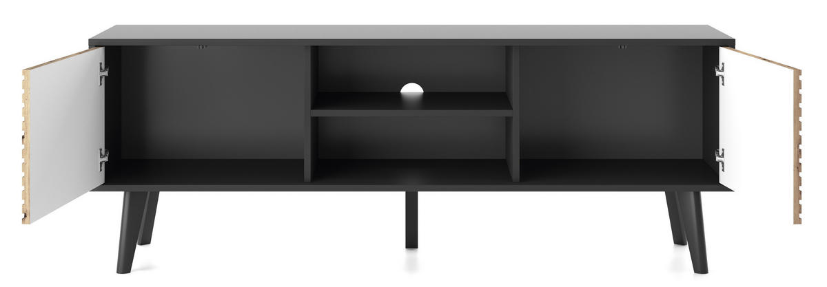 TV-ELEMENT CONE RTV 154 - Eichefarben/Schwarz, Holzwerkstoff (154/56/39cm) - Lookway