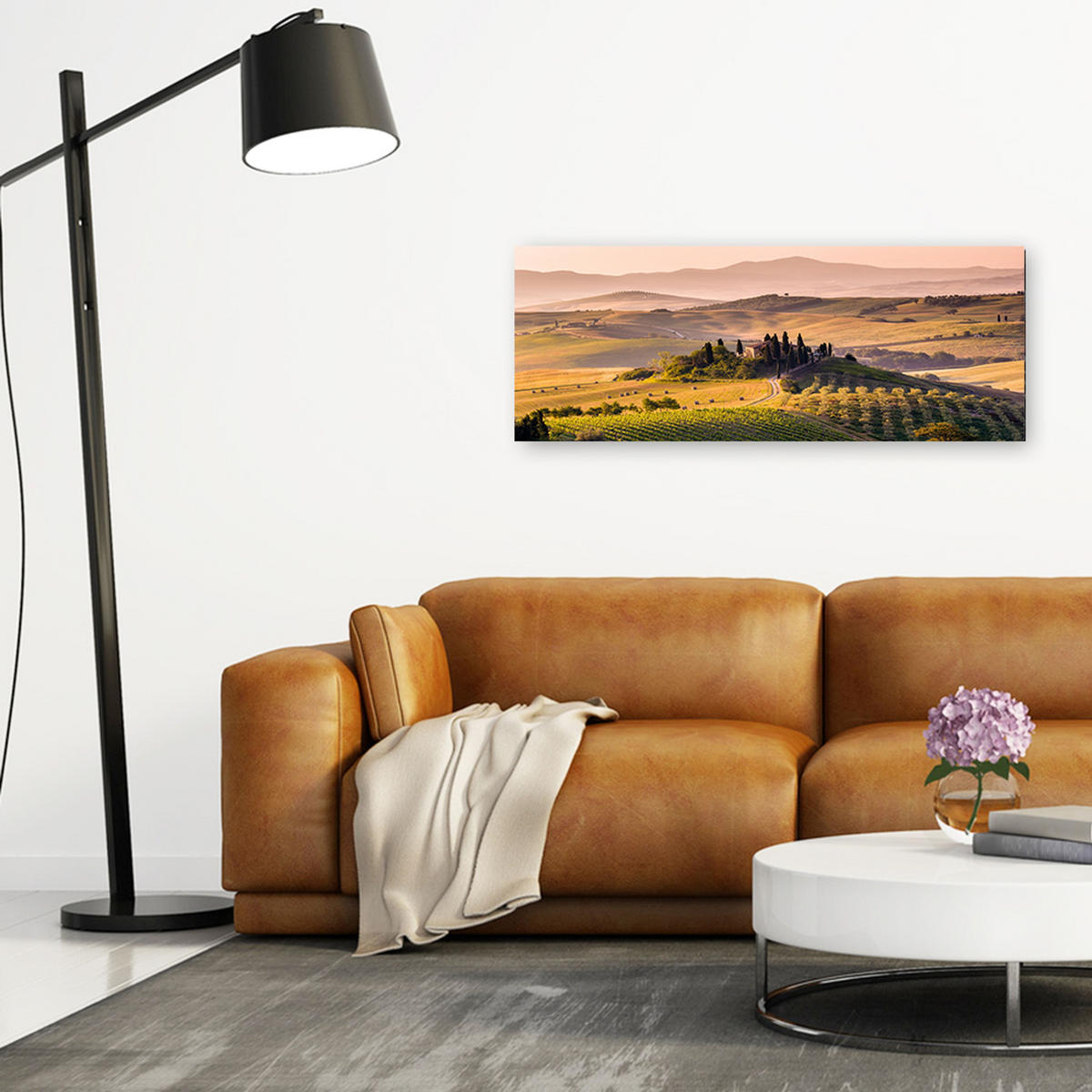 GLASBILD 80x30 cm Toskana Landschaft Italien - Gelb, Glas (80/30cm) - artissimo