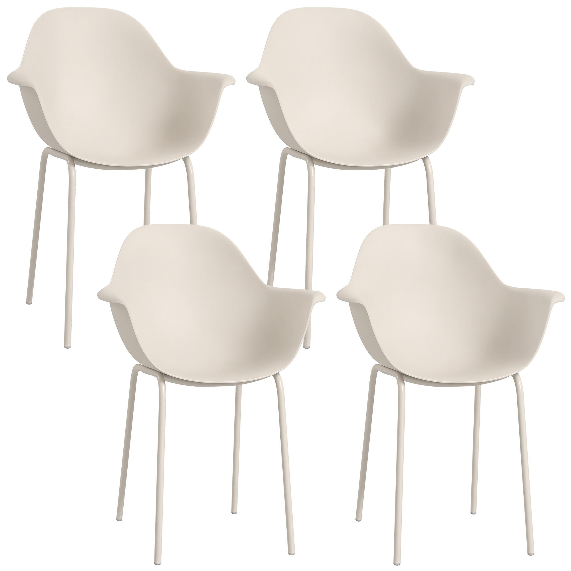 4ER-SET Gartenstühle Outdoorstühle Gartenstuhl, Moderns Design, 59 cm x 55 cm x 84 cm, Grau - Grau, Metall (59/84/55cm)