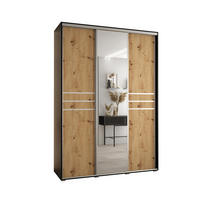 SCHWEBETÜRENSCHRANK 235,2/180/45 3-türig - Silberfarben/Schwarz, Holz/Metall (180/235/45cm) - Abiks Möbel