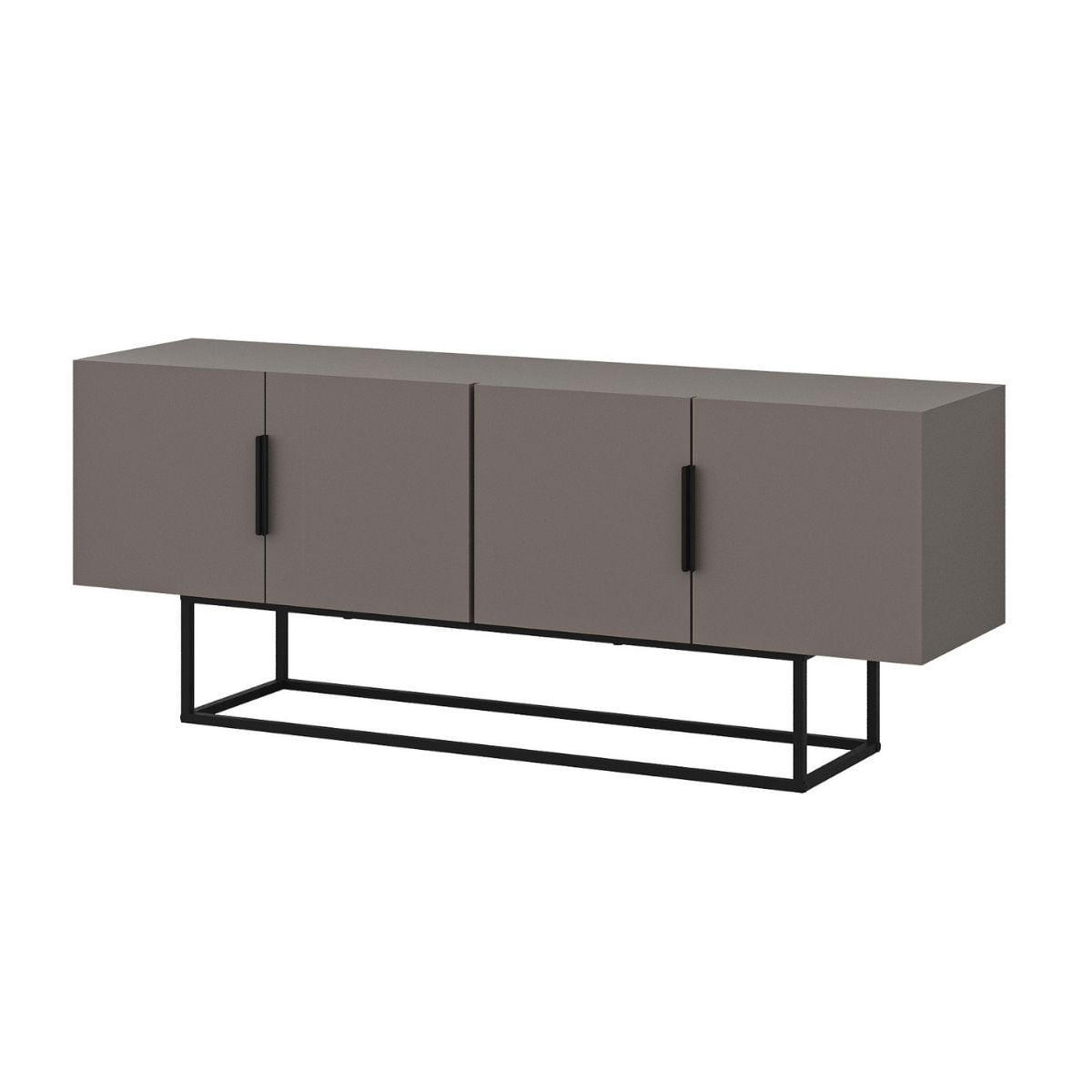 TV-SCHRANK mit 4 Türen und Metallbeinen L140 cm - Titan - Braun, Holzwerkstoff (35/55/140cm) - Calicosy