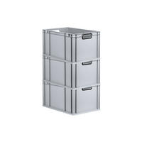 EUROBOX 3x NextGen Color 32x40x60 cm 65 Liter Griffe schwarz offen, Grau - Schwarz/Grau, Kunststoff (40/32/60cm) - PROREGAL