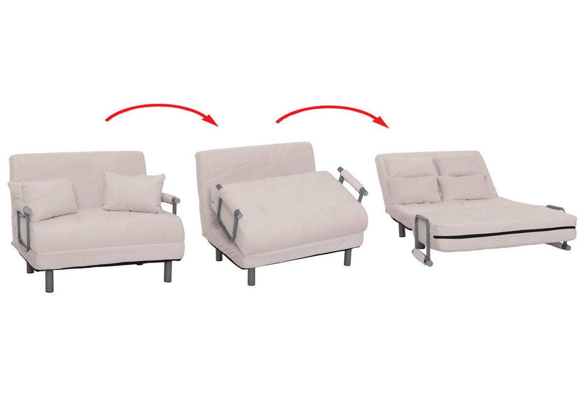 SCHLAFSESSEL Cremeweiß - Weiß, Textil (105/80/190cm) - MCW