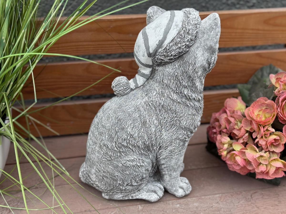 STEINFIGUR Katze Schlafmütze frostfest - Grau, Stein (13/30/22cm) - stoneandstyle