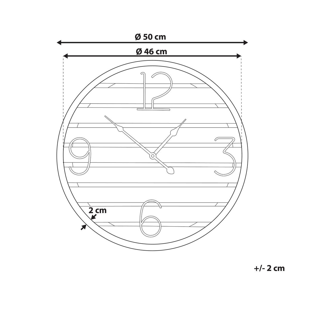 WANDUHR Tannenholz dunkler holzfarbton Arriaga - Dunkelbraun, Holz (50/50/2cm) - Beliani