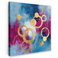 LEINWANDBILD Kreise - Gold - Abstrakt Deko Wohnzimmer 20x20 cm - Blau, Textil (20/20cm) - MuchoWow