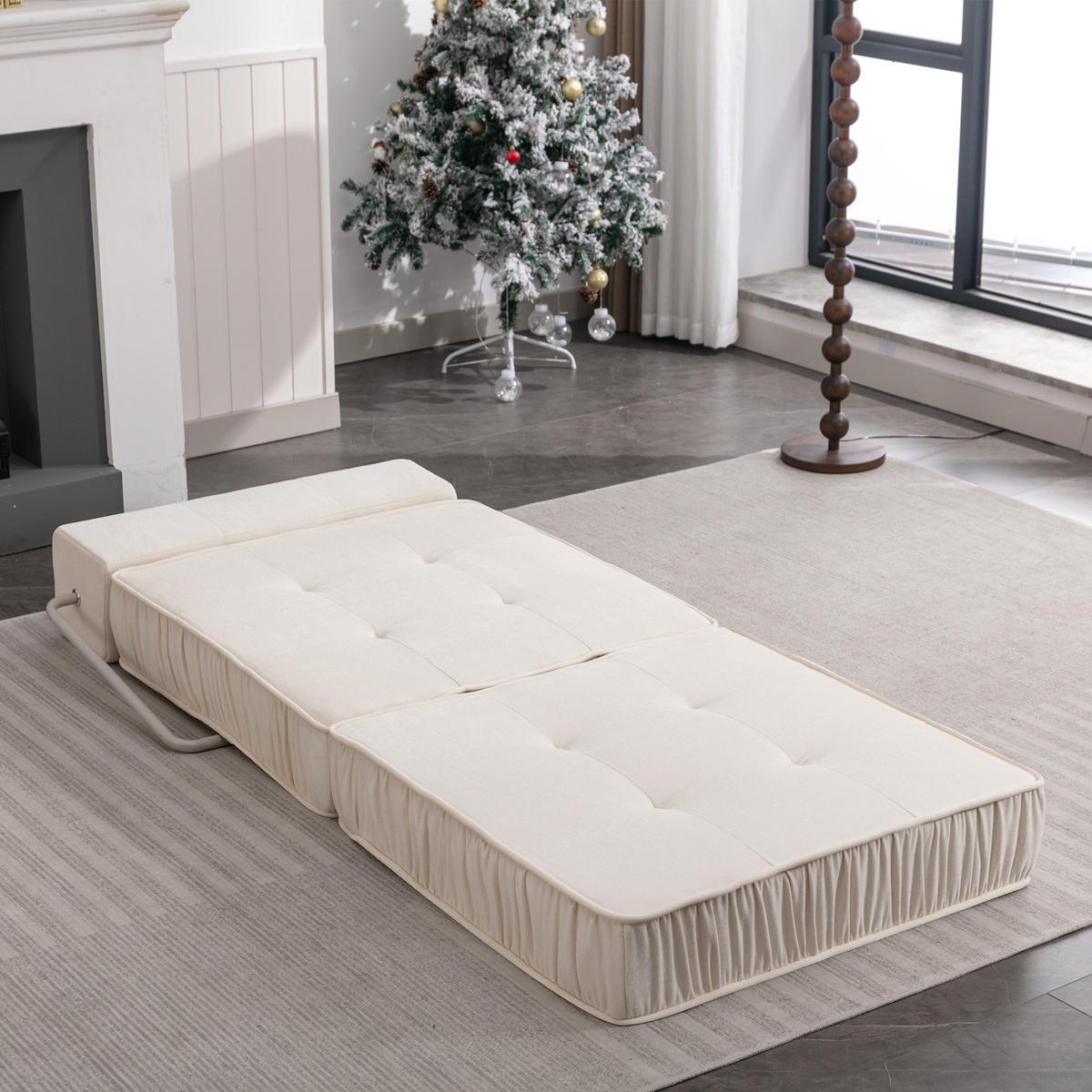 SCHLAFSOFA mit Schlaffunktion aus Chenille, modular kombinierbar mit abnehmbarem Rückenkissen - Weiß, Textil (92/64/92cm) - EVRYAE