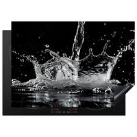 HERDABDECKPLATTE Wasser - Spritzwasser - Schwarz Herdabdeckung Induktionsfeld 75x52 cm - Schwarz, Kunststoff (75/52/0.2cm) - MuchoWow