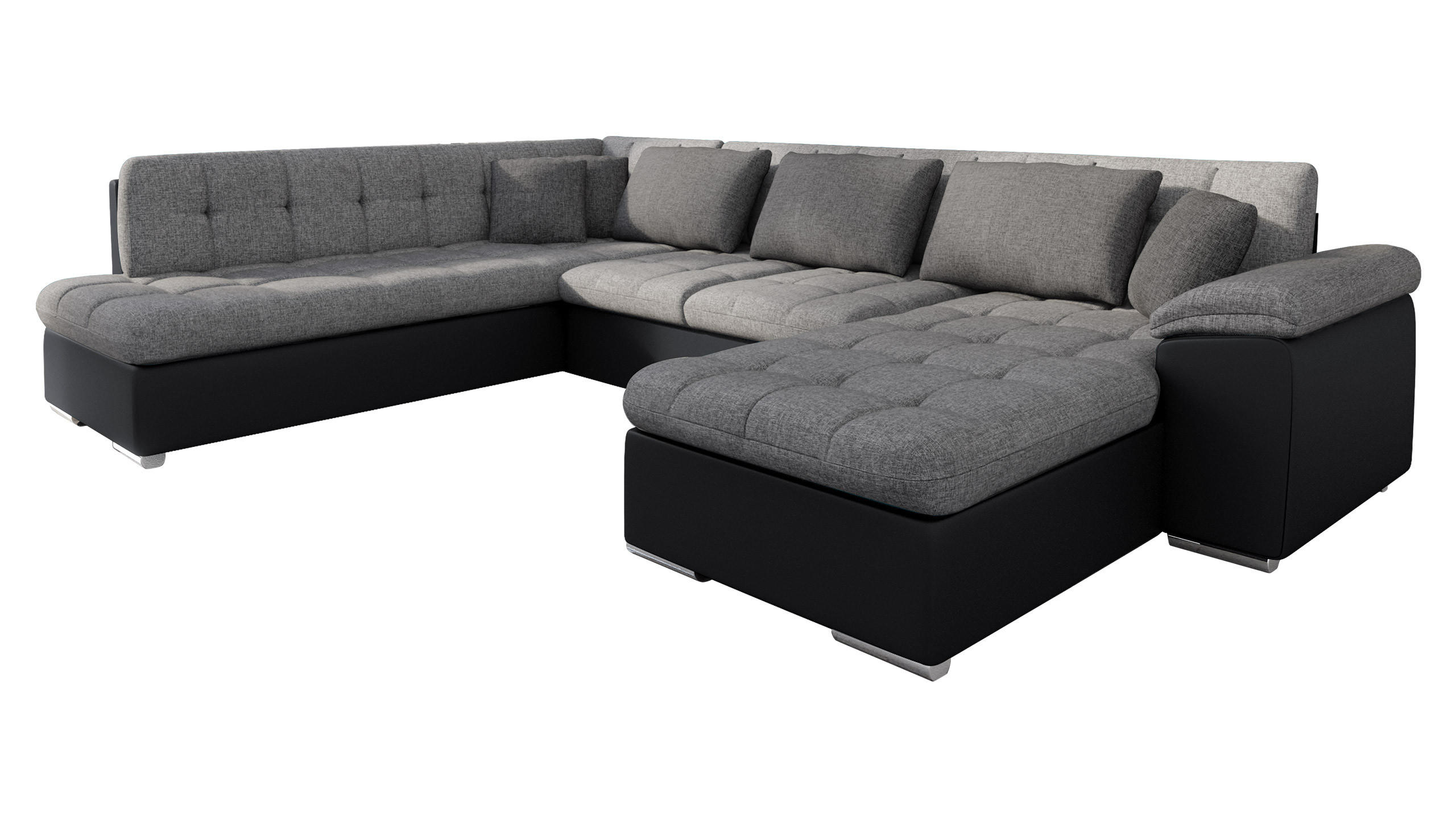 WOHNLANDSCHAFT Niko Bis Lux, Seite: Rechts - Schwarz, Holz/Textil (348/76/205cm) - MIRJAN24