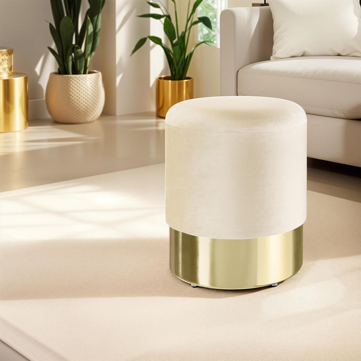 SITZHOCKER mit Stauraum Sarina,36 x 44,5 cm,creme - Creme, Holz (36/44.5/36cm) - tectake