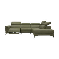 ECKSOFA Planet Echtleder mit 1 x Relaxfunktion Olivgrün - Olivgrün, Leder/Metall (256/232cm)