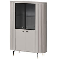 VITRINE Zante Graubeige 112 cm - Taupe/Schwarz, Holzwerkstoff/Metall (112.3/155/40cm) - Selsey