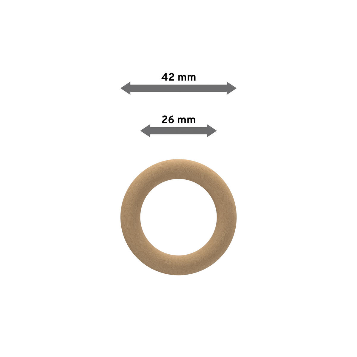 RUNDRINGE MIT FALTENHAKEN FÜR GARDINENSTANGEN 16 mm Ø, Buche, Packung 10 Stück - Buchefarben, Holz (16cm) - INTERDECO