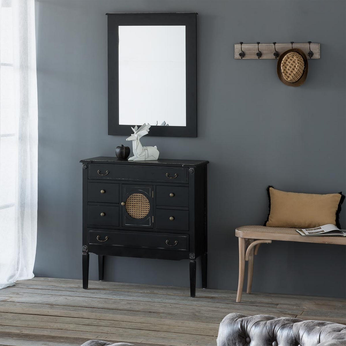 KOMMODE aus Holz 85x38x90 cm - Schwarz, Holzwerkstoff (85/90/38cm) - Wanderlust