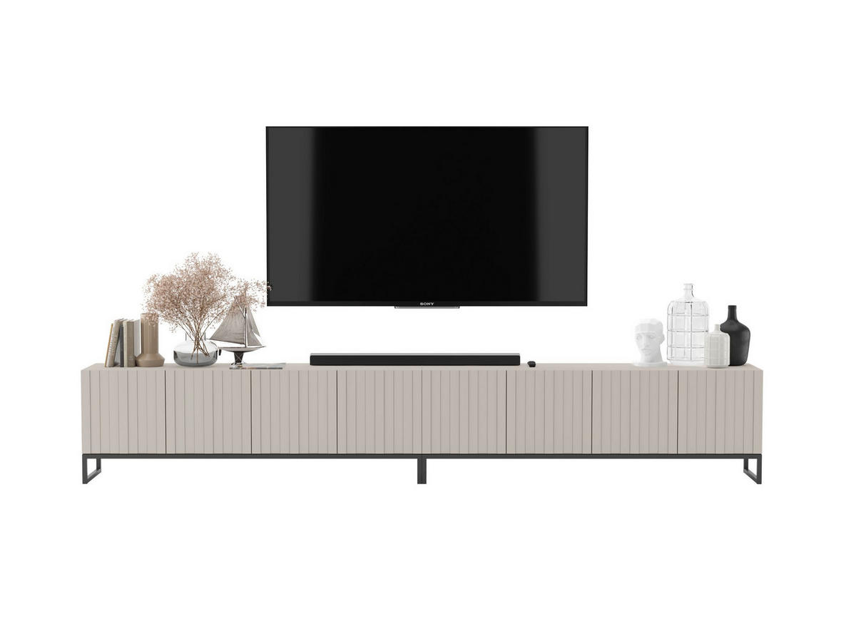 TV-LOWBOARD 2er-Set Elpis Kaschmir matt mit schwarzem Metallrahmen 150 cm - Kaschmir, Holzwerkstoff (300/51.5/36.5cm) - Meble Lindner