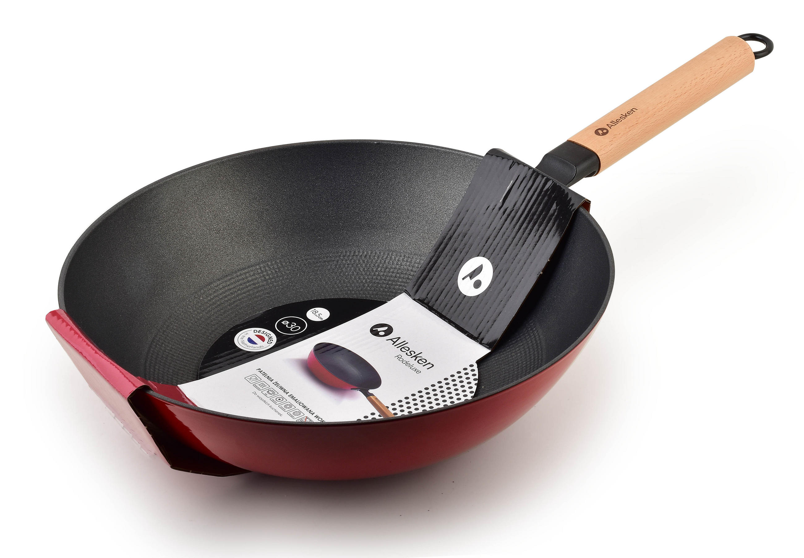 WOKPFANNE Rodeluxe Rot 52.5/30/8.5 cm Metall - Rot, Metall (30cm) - Mondex