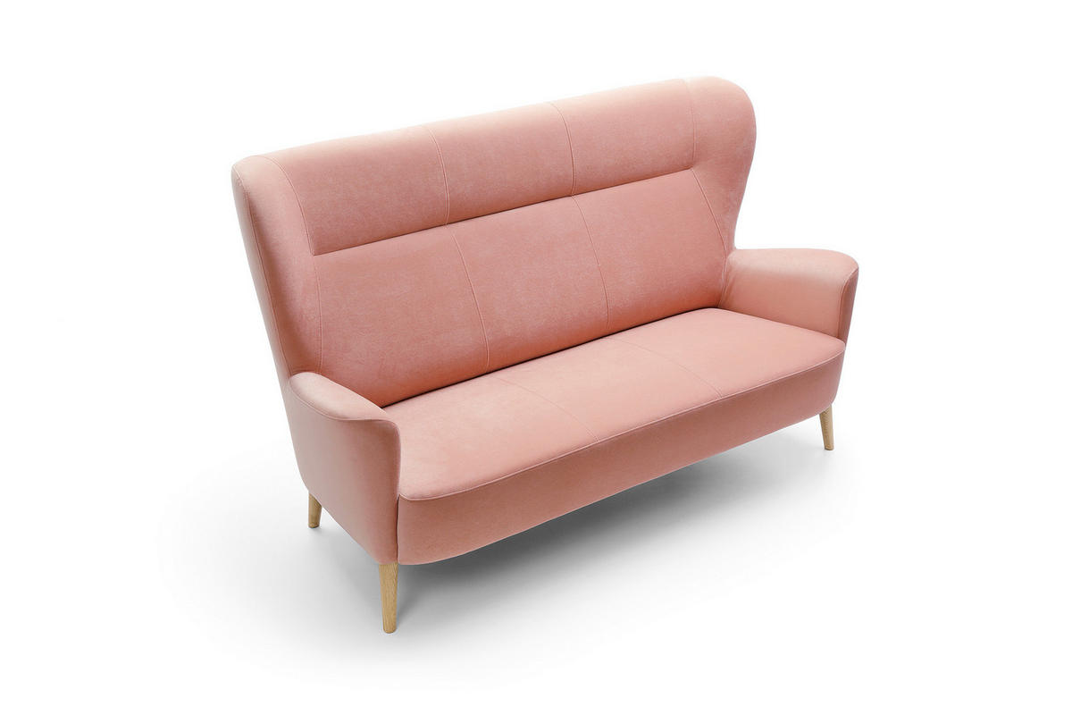 BETTSOFA RYZE Rosa Velours-Stoff - Rosa, Textil (93/110/189cm) - MASSENO