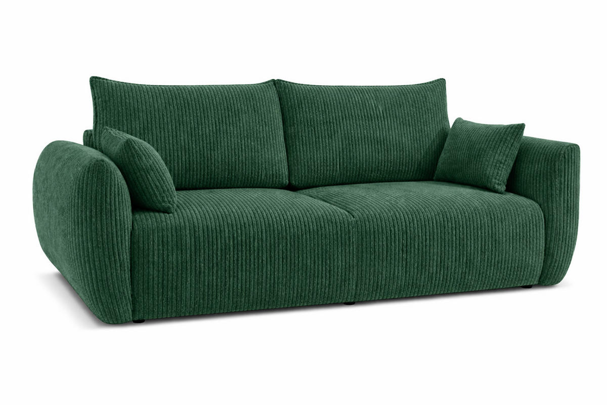 SOFA Mit Schlaffunktion Und Bettkasten, Cordstoff Poso, Grün, Zephira - Grün, Holz (238/87/102cm) - Kaiser Möbel