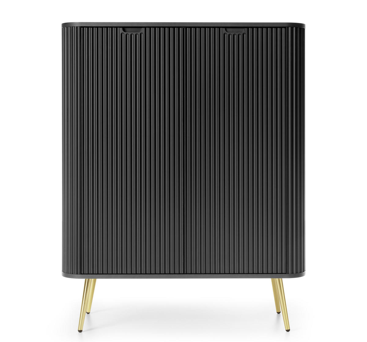 HIGHBOARD Salvia 2T Schwarz, Gold 103/129/39 cm – mit geriffelten Fronten und hohen Beinen - Goldfarben/Schwarz, Holzwerkstoff/Metall (103/129/39cm) - AX Living