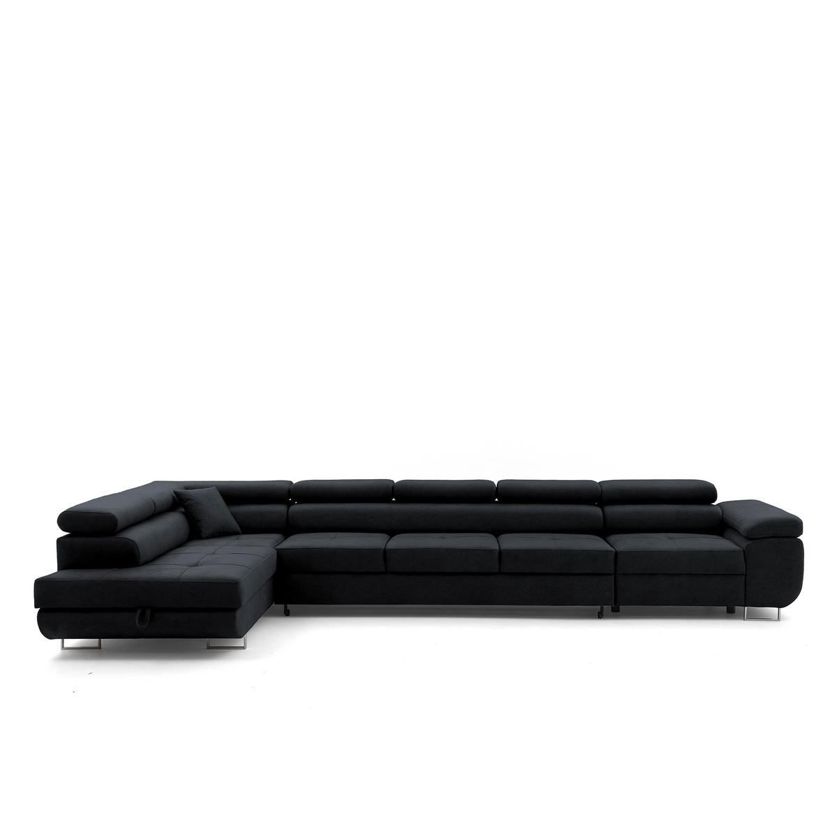 ECKSOFA WILD XXL Links mit Schlaffunktion 125x240 Velours Graphit - Silberfarben/Graphitfarben, Holz/Textil (400/200cm) - Muffo