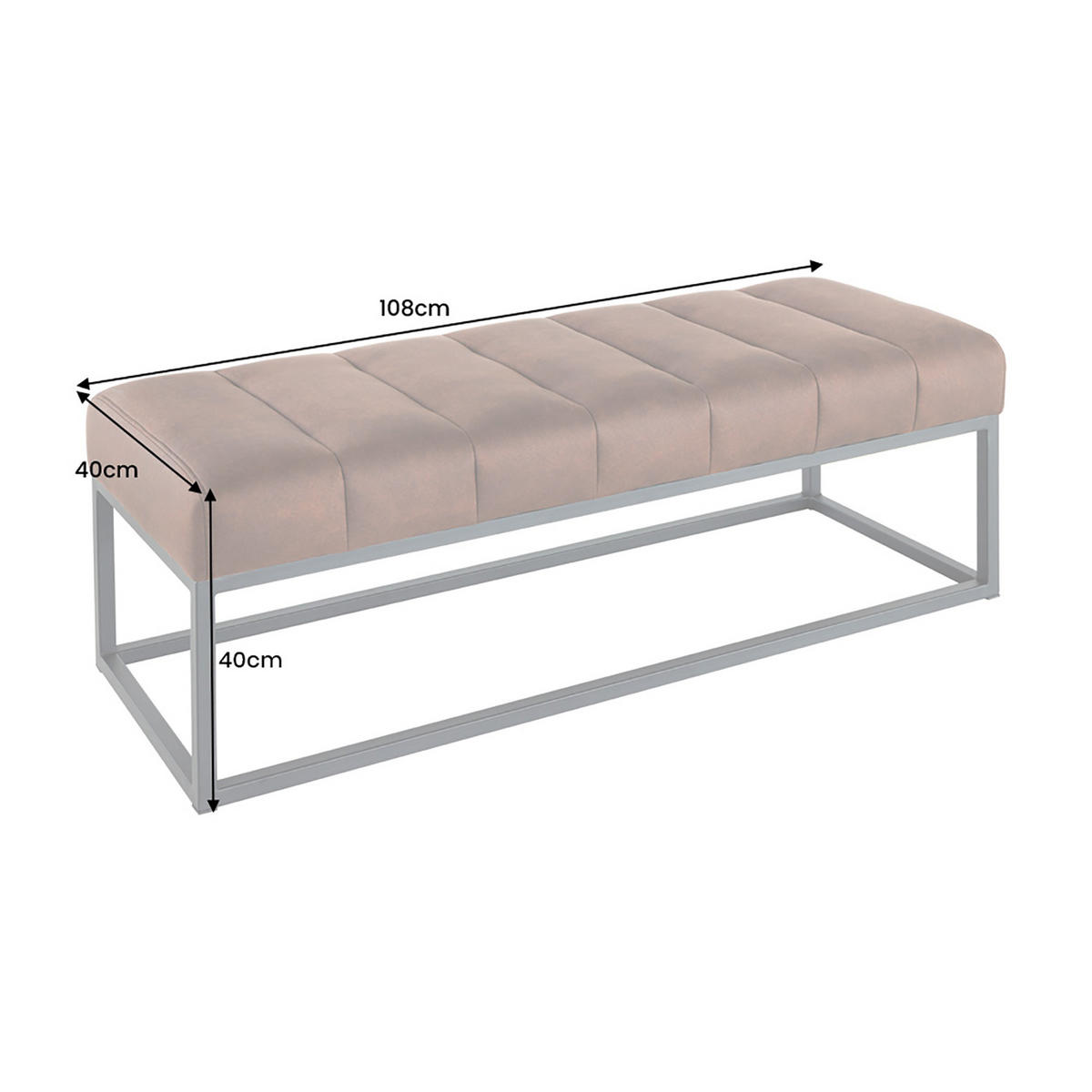SITZBANK PETIT BEAUTÉ Microfaser Taupe 110 cm - Taupe/Schwarz, Textil/Metall (108/40/40cm) - riess-ambiente