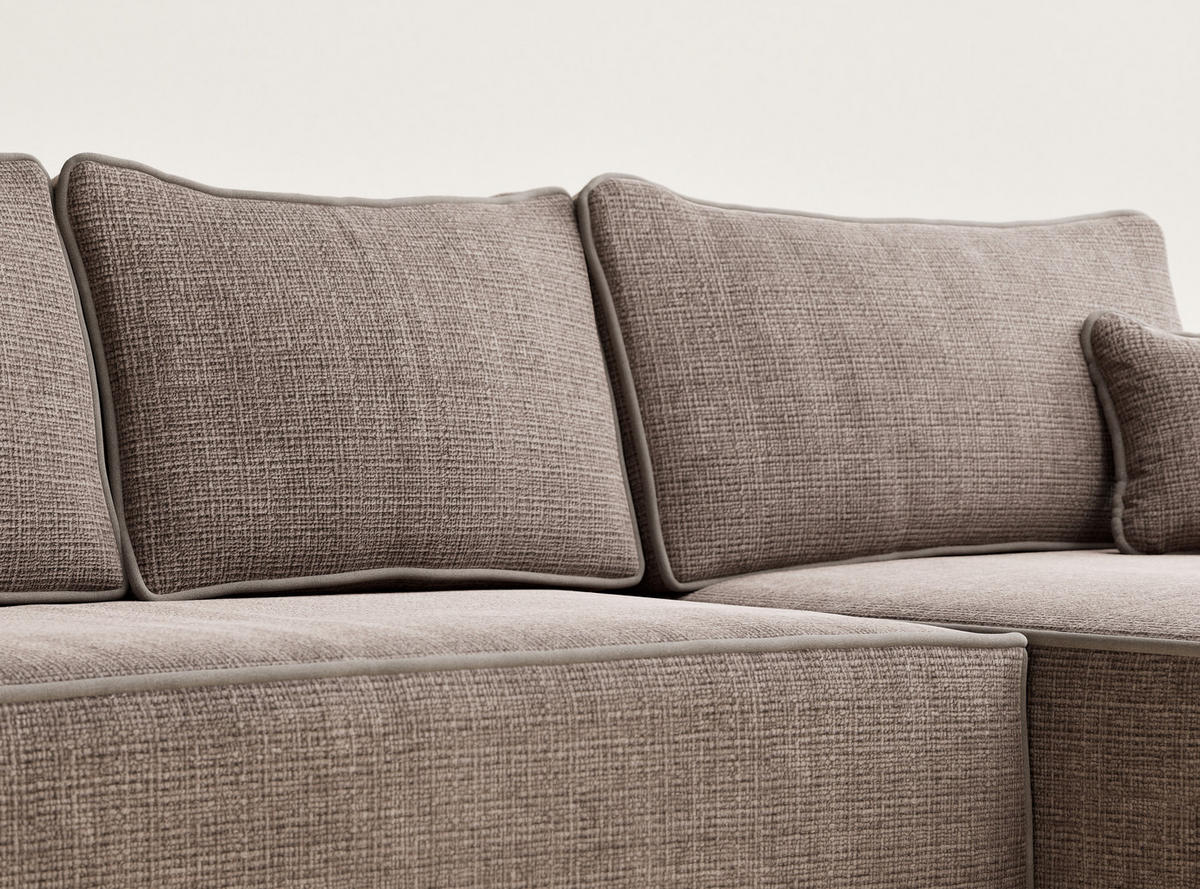 ECKSOFA MIT SCHLAFFUNKTION Modo Braun Chenille-Stoff - Rechts Seite - Schwarz/Braun, Holz/Holzwerkstoff (294/185cm) - Maison de Reve