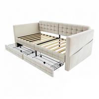 POLSTERBETT 90/190 cm DE-32664 2 Schubladen Beige - Beige, Metall (90/190cm) - ComfortXL