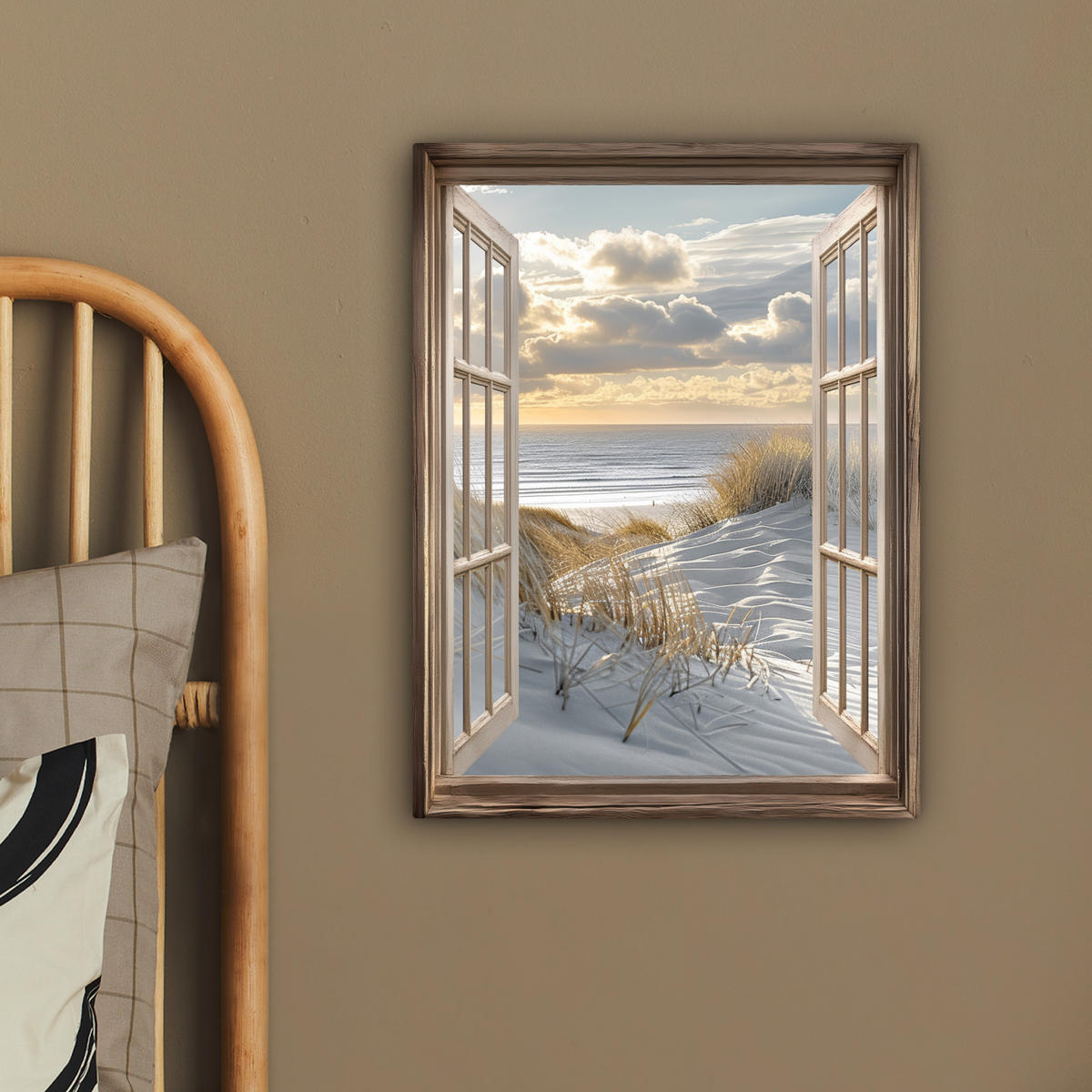 LEINWANDBILD Ausblick - Strand - Dünen - Meer - Natur 30x40 cm - Sandfarben, Textil (30/40cm) - MuchoWow