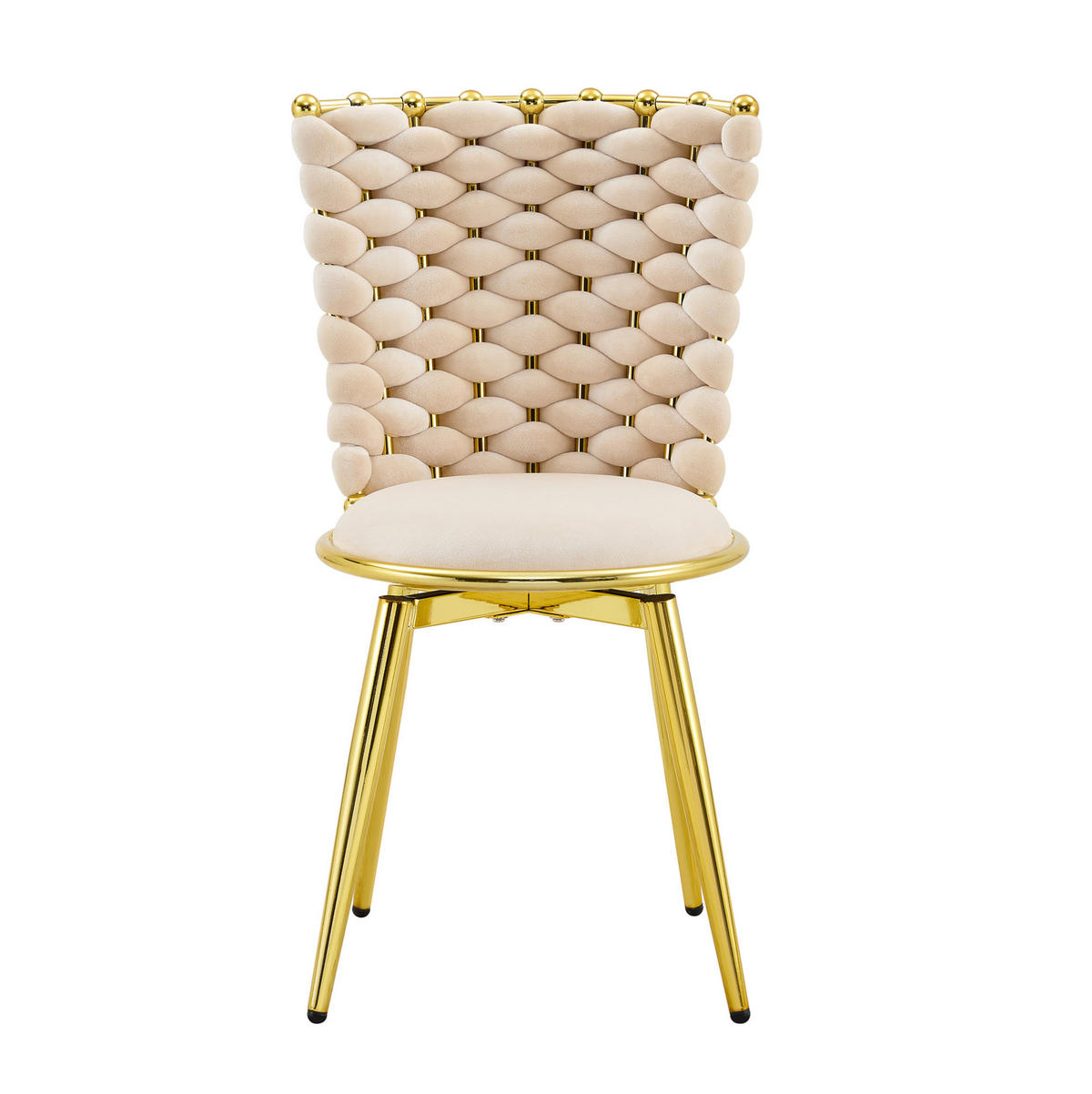 ESSZIMMERSTUHL 2er-Set Samt Beige mit goldfarbenen Metallbeinen - Beige, Metall (50.8/87.63/53.3cm) - Meubliv