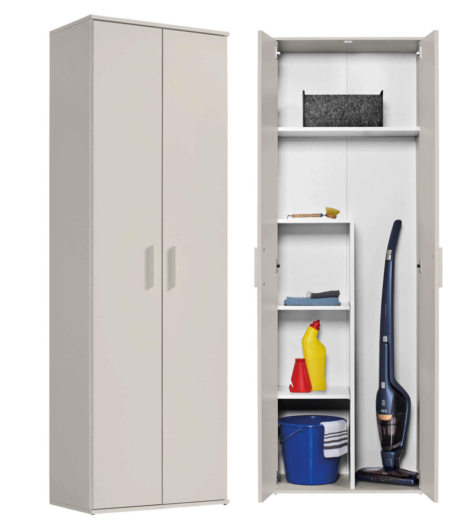 BESENSCHRANK Der Lange - Beige, Holzwerkstoff (60/180/34cm) - Mokebo