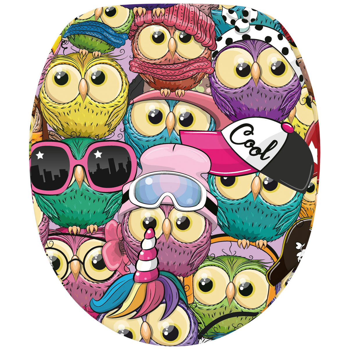WC Sitz mit Absenkautomatik Owl - Multicolor, Holzwerkstoff (38/6/47cm) - Sanilo
