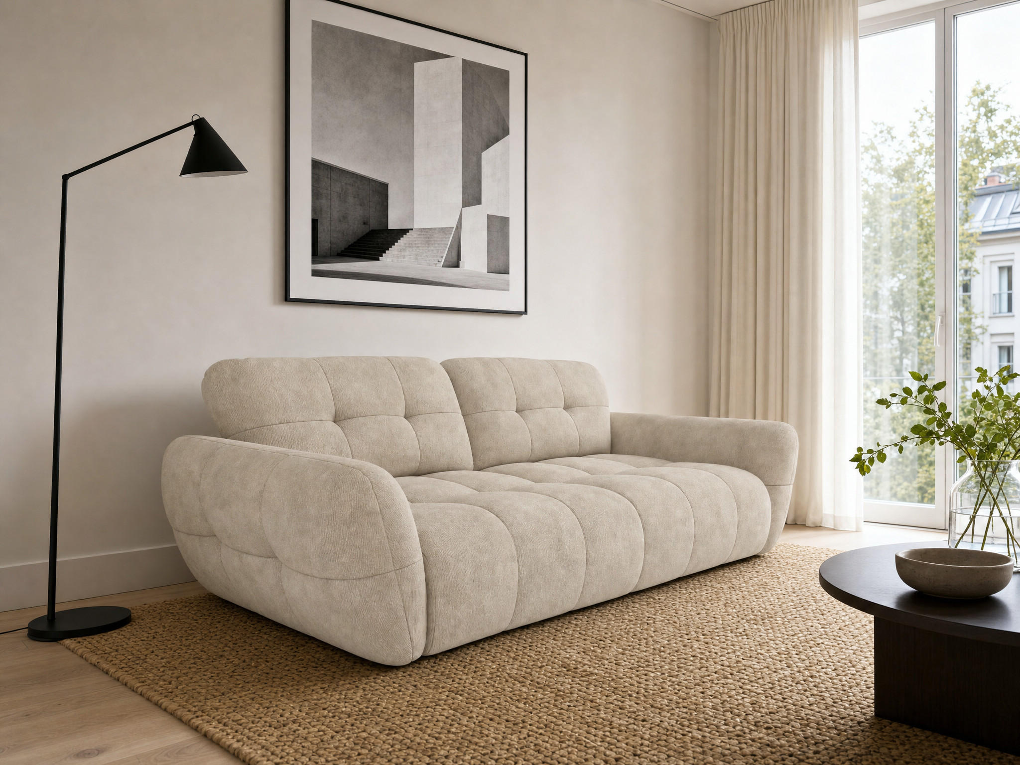 BIGSOFA Vannes Chenille Beige 272/134/68 cm - Hellbraun, Kunststoff/Textil (272/68/134cm) - foamnova