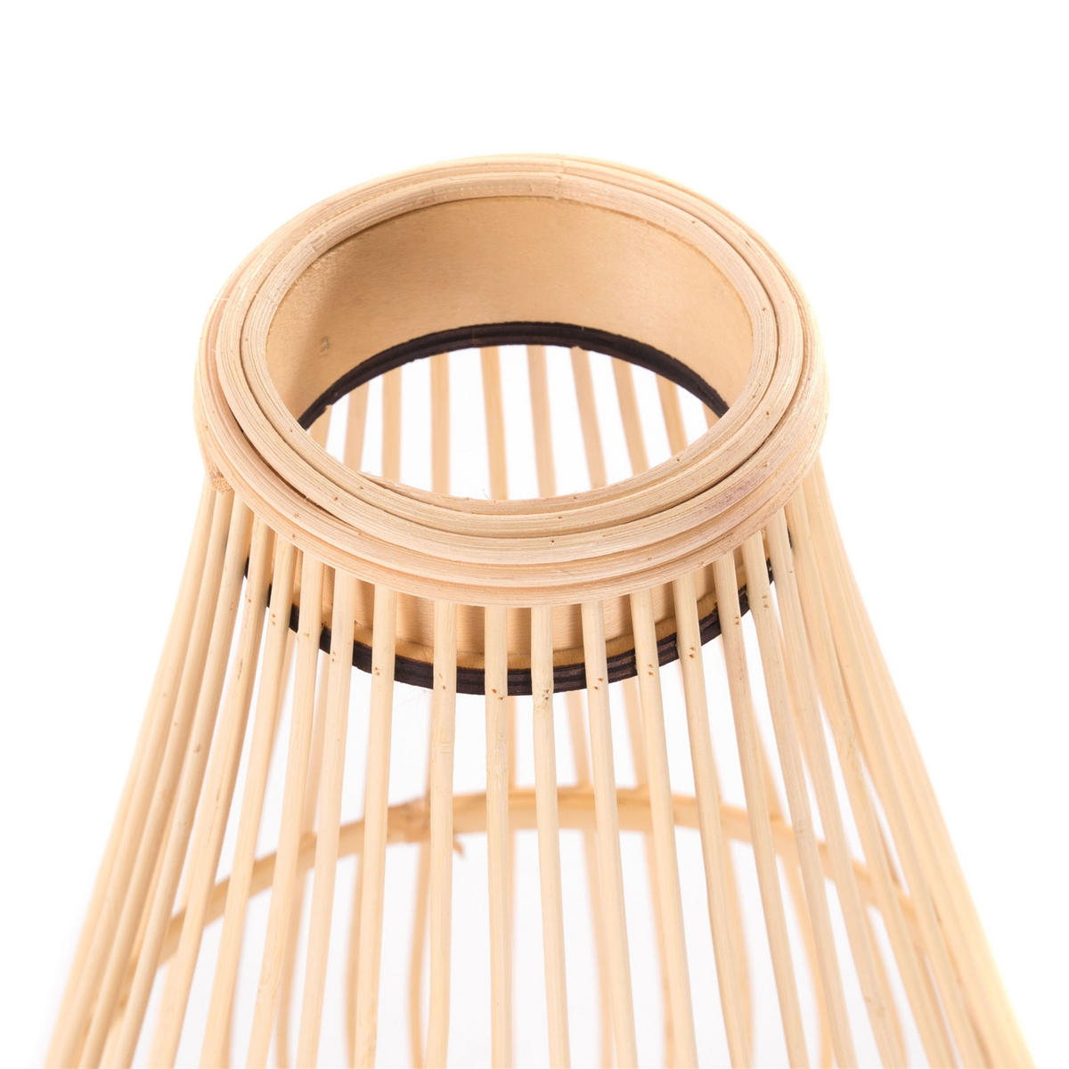 LATERNE Finn 50 Bambus, mit Windlicht-Glaseinsatz natur-schwarz - Naturfarben, Holz (26/50/26cm) - CREEDWOOD