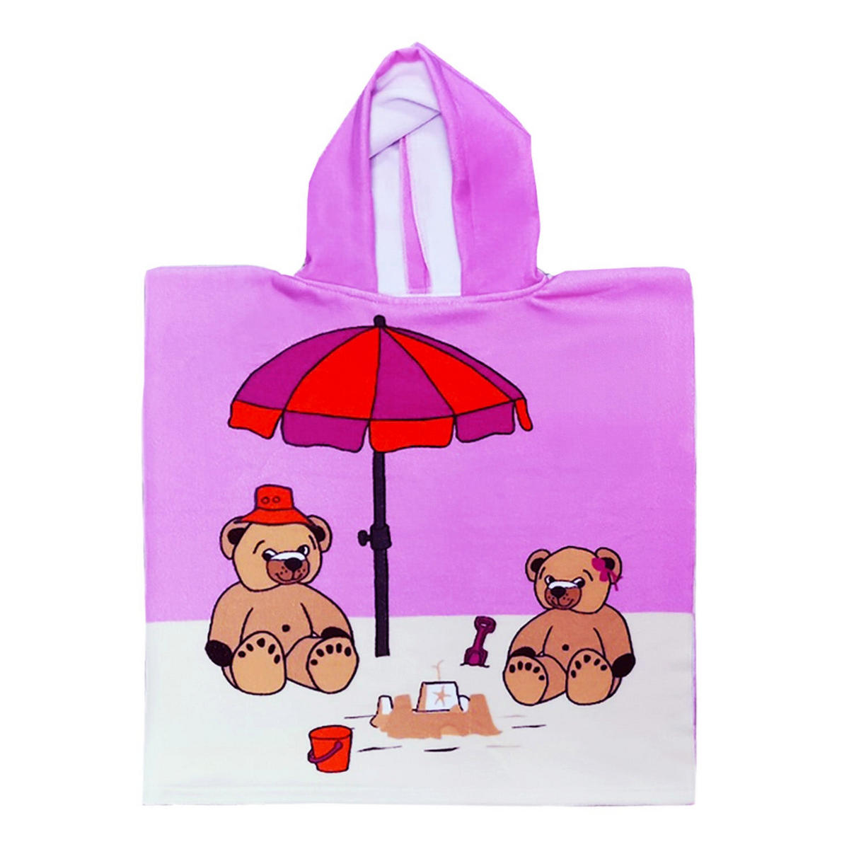 MIKROFASER PONCHO für Kinder Teddybär 60x120 250 g/m² rosa - Pink, Textil (Einheitsgrößenull) - LE COMPTOIR DE LA PLAGE