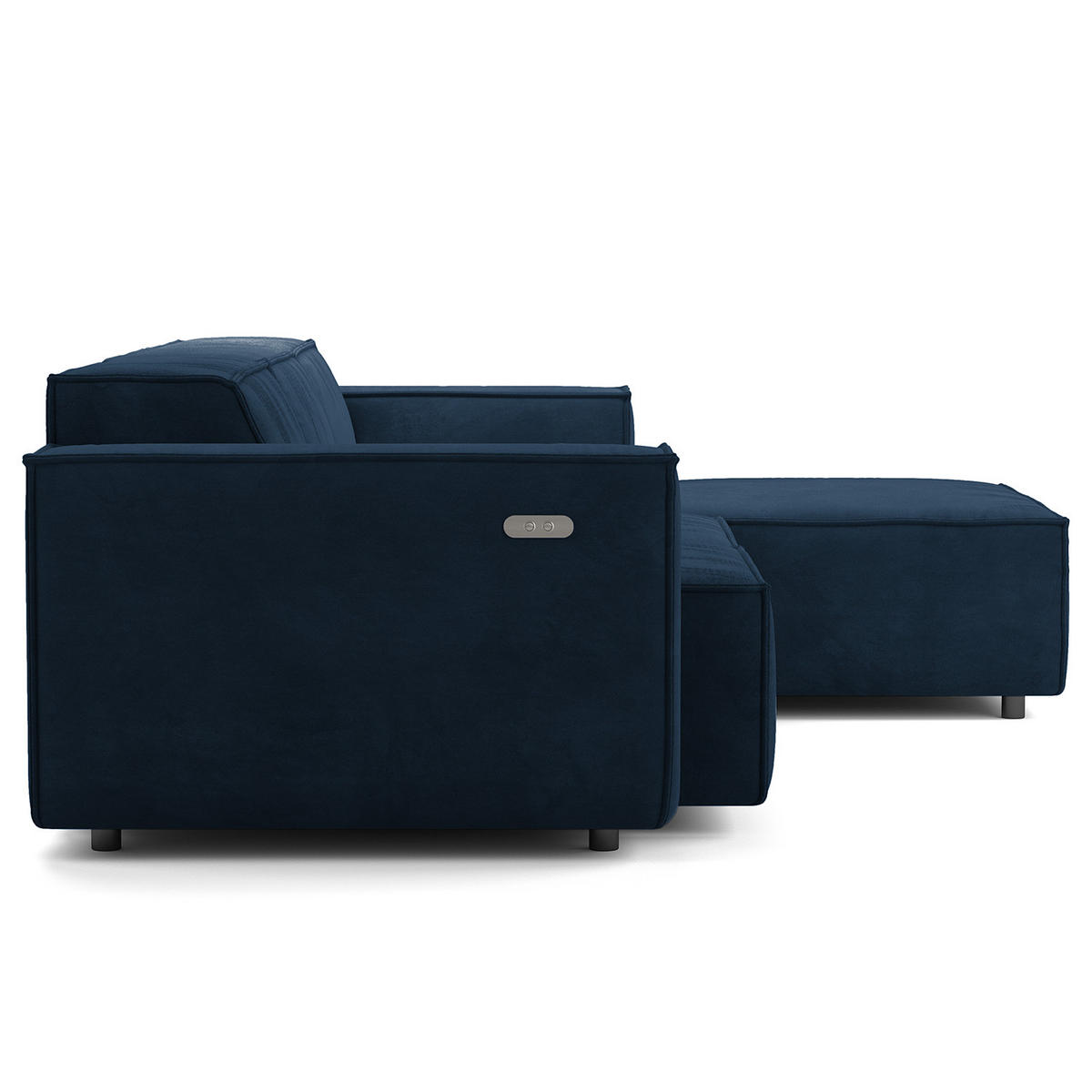 ECKSOFA mit Longchair - Schwarz/Dunkelblau, Kunststoff/Textil (260/177cm) - home24