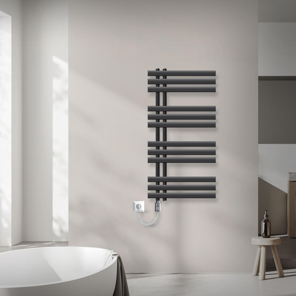 BADHEIZKÖRPER elektrisch Iron EM 500x1000 mm Anthrazit mit Heizstab 300W - Anthrazit, Metall (50/100/3cm) - LuxeBath