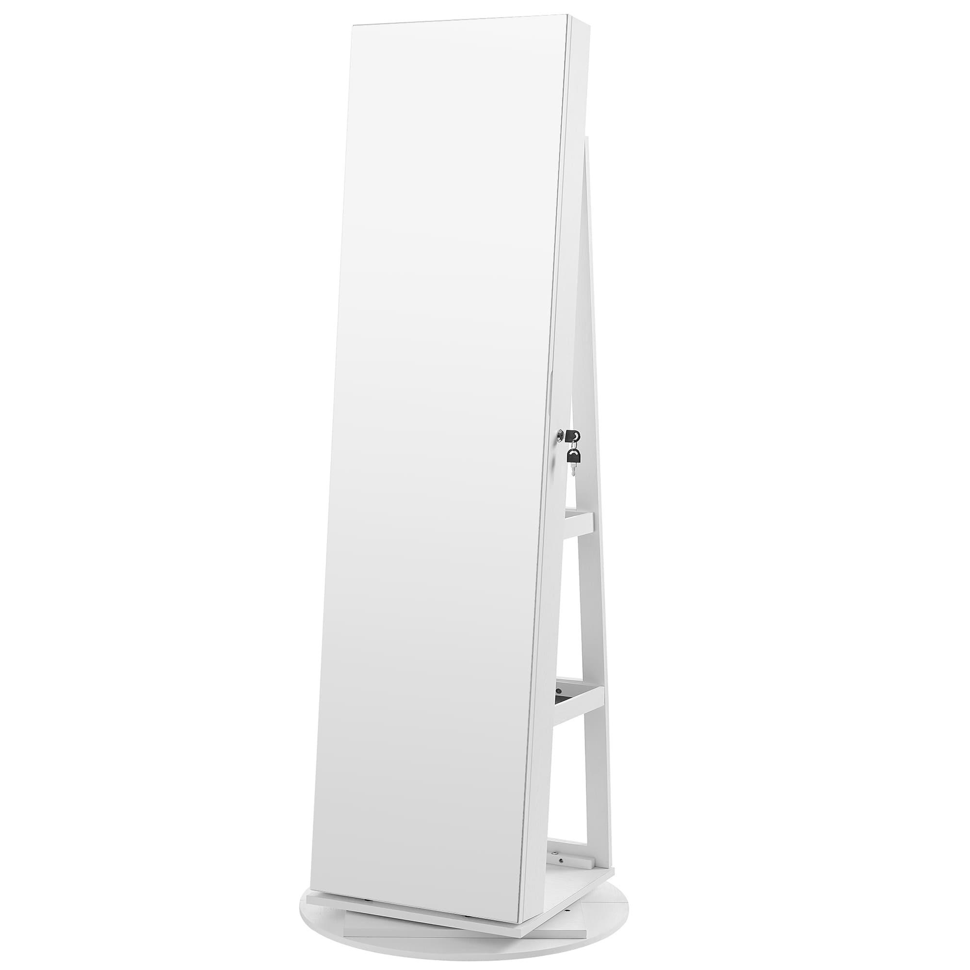 SCHMUCKSCHRANK mit Spiegel - H162 cm - Weiß, Holzwerkstoff (55/162/167cm) - Calicosy