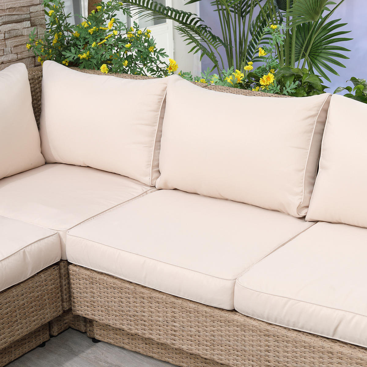 GARTENMÖBEL Set, Polyrattan, Stahl Braun - Braun, Metall - Outsunny