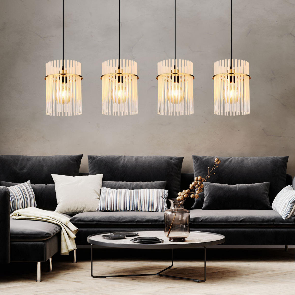 HÄNGELEUCHTE Metall Glas Gold - Goldfarben, Glas (110/20/140cm) - Globo Lighting