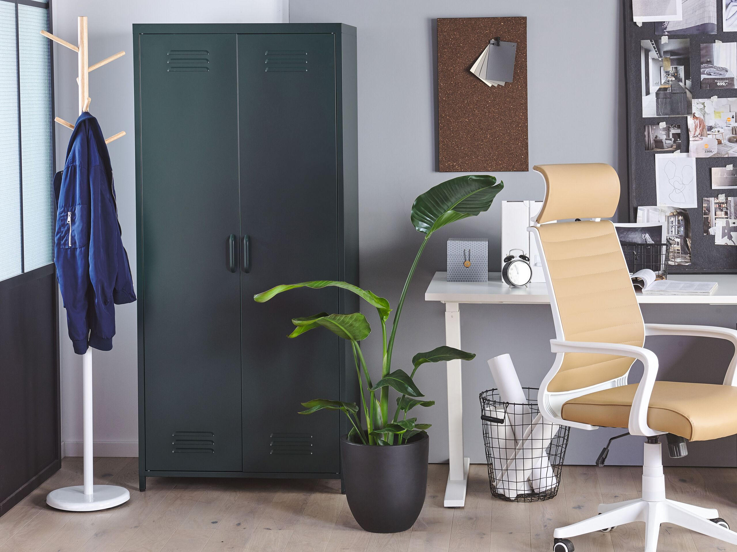 GARDEROBENSCHRANK Stahl dunkelgrau matt 4 Fächer Varna - Grau, Metall (76/171/50cm) - Beliani