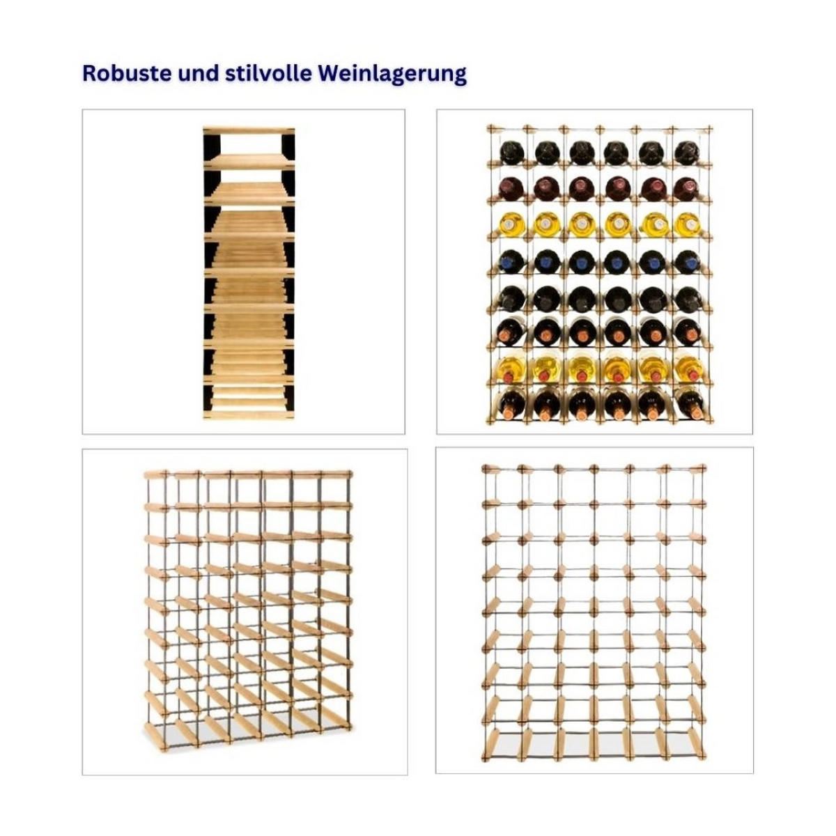 WEINREGAL Vinotega Mod Metal 82,5x62,5x24,5 cm 6x8 Flaschen Massives Kiefernholz Braun Geölt - Braun, Holz (62.5/82.5/24.5cm) - PROREGAL